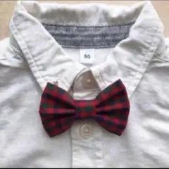 蝶ネクタイ　チェック　赤