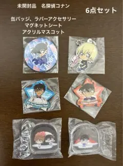 新品　名探偵コナン　缶バッジ　マスコット　アクセサリー　マグネット　6点セット