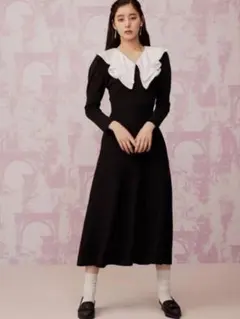 snidel スナイデル ホワイトカラーニットワンピース