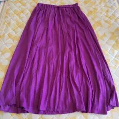 紫色 フレアスカート ゴムウエスト