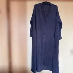 ネイビー グレーコーデュロイシャツワンピース
