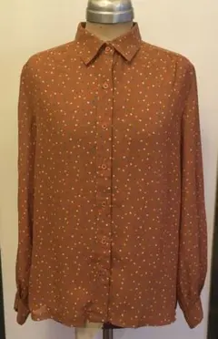シャツ レトロ マルチカラー 水玉柄 ドット ブラウン カラフル水玉 古着