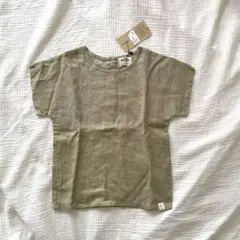 新品未使用！MATONA シンプル リネンTシャツ 5-6y カーキのサムネイル