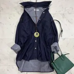 美品✨レリューム　反応染めデニムオーバーサイズシャツ　ゆったり　デニムシャツ　紺