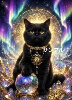 一作限り】月夜のステンドグラスに佇む長毛黒猫 A501 - メルカリ