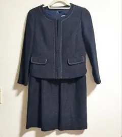 美品 組曲　ラメツイードジャケット　セレモニースーツ　ワンピース　濃紺