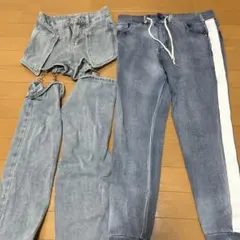 ハイウエストショートパンツとデニムセット