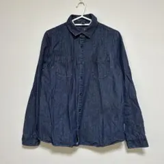 【美品】長袖シャツ　インディゴシャツ　M　ポケット　ステッチ　デニムシャツのサムネイル