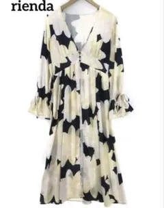 【ridnda】花柄ロングカーディガン　美品　姫ギャル　袖リボン付　綺麗なライン