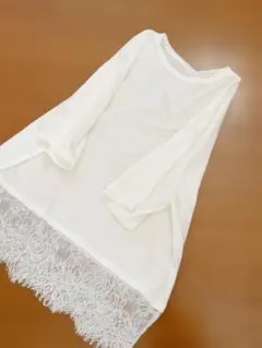 SHEIN 4XL ホワイト コットン レースヘム Tシャツ カットソーのサムネイル