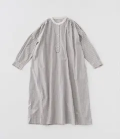 nest Robe コットン先染めストライプ ランタンスリーブチュニック