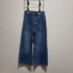 GU デニムブルー ハイウエスト ワイドレッグパンツ