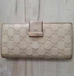 グッチ GUCCI 長財布 グッチシマ レザー ライトベージュ GG ウォレット