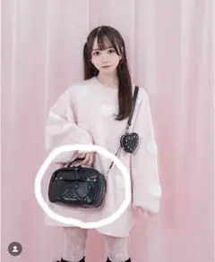 Honey Cinnamon リボンキルトスクエアバニティバッグ ブラック