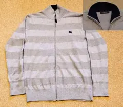 【値下げ♫】【超希少♫】【状態も良し♫】バーバリー 羊毛ジップカーディガンＬＬ