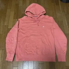 【古着】Champion ピンク フード付きパーカー L