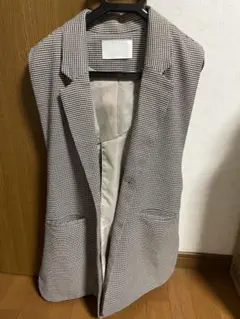 チェック柄ウエストリボン付き　ジレのサムネイル