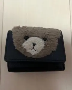 がま口財布 黒 三つ折り テディベア くまのサムネイル
