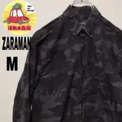 usa古着 ZARAMAN 長袖シャツ　M ブラック　カモ柄