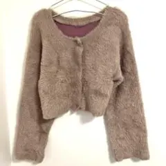w closet ベージュファー風クロップドセーター