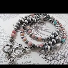 インディアンジュエリー インカローズ ビーズネックレス シルバー925 ナバホ