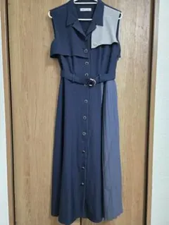 レディアゼル(READYAZEL) 配色ノースリーブワンピース　ネイビー