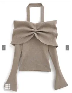 GRL ホルターネックオフショルダーリブニットトップス［th006］