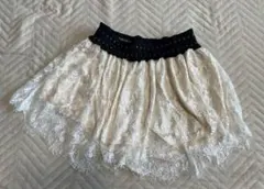 ミーア　ホワイトレース　ウエストブラック　ペチパンツ　インナーキュロットスカート