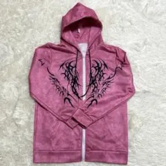 y2k トライバル柄 フルジップパーカー ピンク　M