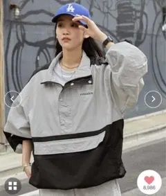 retotics ナイロンジャケット グレー ブラック