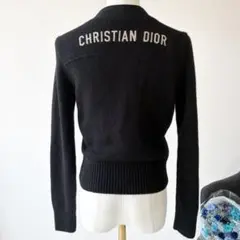 美品*ディオール カシミヤ100% カーディガン バックロゴ 刺繍 長袖 無地 美品*ディオール カシミヤ100% カーディガン バックロゴ 刺繍