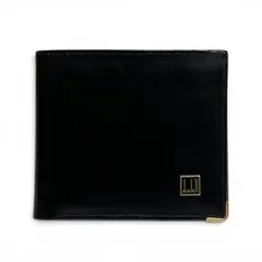 dunhill ダンヒル　二つ折り財布　レザー　ブラック　ゴールドロゴのサムネイル