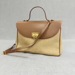 NINA RICCI キャンバス 2WAY ハンドバッグ ショルダー ベージュ