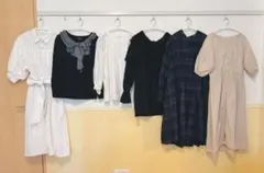 春服 6点まとめ売り レディース 黒 白 ワンピース トップス 通勤 美品