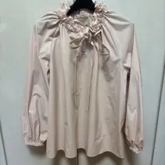 オーガンジー フリル リボン ブラウス