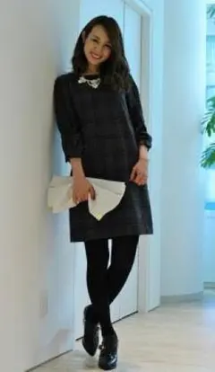 定価約24,000円◎ジャスグリッティーアームシースルーチェックワンピース