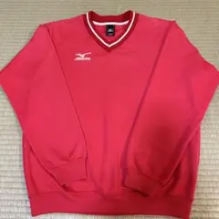 Mizuno レッド Vネック 長袖 トレーニングウェア Sサイズ