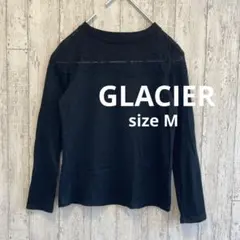 GLACIER　襟元レース　リブカットソー　長袖　ブラック　Mサイズ
