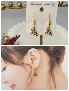 ハンドメイドピアス❤️ゴールド系くまちゃんピアス❤️メタルチャームくまピアス　小ぶり