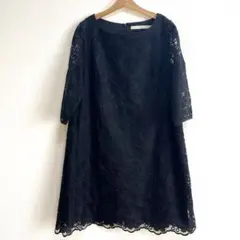 SHIPS khaju レース ワンピース ドレス ブラック