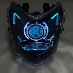 今日中」 シグナス3型 紫色 LED ヘッドライト プロジェクター