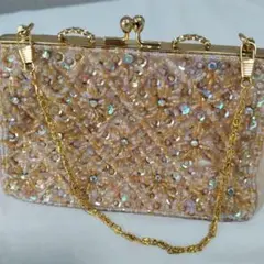 ビーズ装飾 ゴールド系 クラッチバッグ