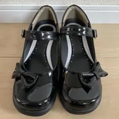 TOPVALU 黒 リボン付きフォーマルシューズ 22.0 cm