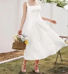 【美品】SHEIN ホワイトワンピース ロング キャミワンピ　白ワンピース