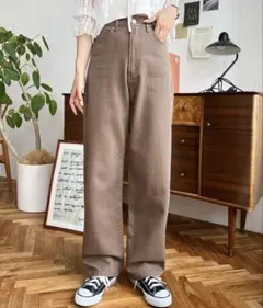 デニム＆ツイルストレートパンツ Mサイズ