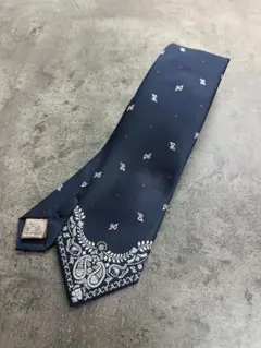 Dominique France ネクタイ 紋章柄 ダークブルー 刺繍 - メルカリ