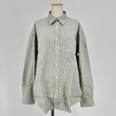 /＊a【未使用】オールド ユニクロ ツイル チェック シャツ 長袖 グリーン系