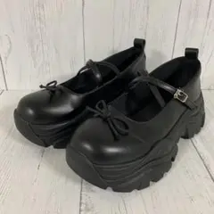 【超美品】GRL 厚底クロスストラップリボンシューズ 23.5㎝ タンクソール