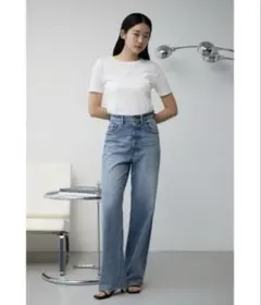 AZUL by moussy ハイウエストストレートデニム