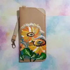 ひまわりのメガネケース　ループ付　トールペイント　手描き　ハンドメイド　夏